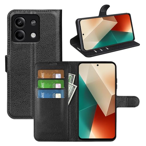 Wigento Für Xiaomi Redmi Note 13 Handy Tasche Wallet Premium Schutz Hülle Case Cover Etuis Neu Zubehör Schwarz von Wigento