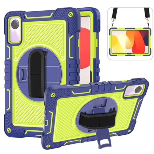 Wigento Für Xiaomi Redmi Pad 2 /SE 11 Zoll aufstellbare Outdoor Hybrid Blau/Grün 360 Grad mit Halte-Schlaufe Tablet Tasche von Wigento