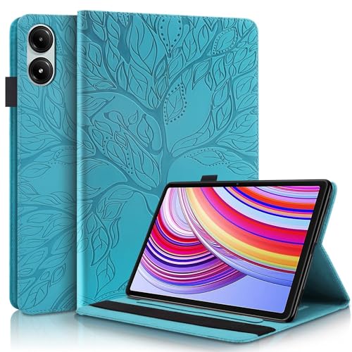 Wigento Für Xiaomi Redmi Pad Pro 12.1 Zoll Baum Muster Kunstleder Hülle Cover Tasche Case Blau von Wigento