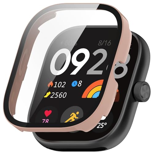 Wigento Für Xiaomi Redmi Watch 4 Kunststoff Smart Watch Hülle + H9 Schutzglas Cover Rosa von Wigento