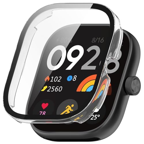 Wigento Für Xiaomi Redmi Watch 4 Kunststoff Smart Watch Hülle + H9 Schutzglas Cover Transparent von Wigento