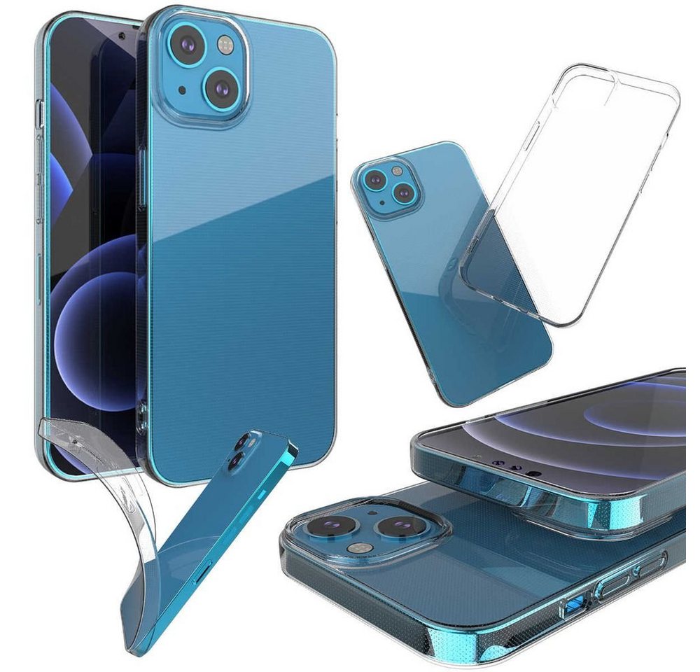 Wigento Handyhülle AUSWAHL Für Apple iPhone 13 Silikon Case TPU Transparent und oder 0,26 H9 Glas Handy Tasche Hülle Schutz Cover von Wigento