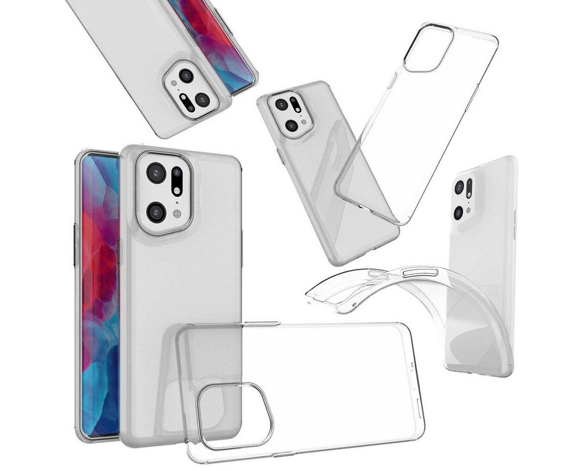 Wigento Handyhülle AUSWAHL Für Oppo Find X5 Lite Silikon Case TPU Transparent und oder 0,26 H9 Glas Handy Tasche Hülle Schutz Cover von Wigento