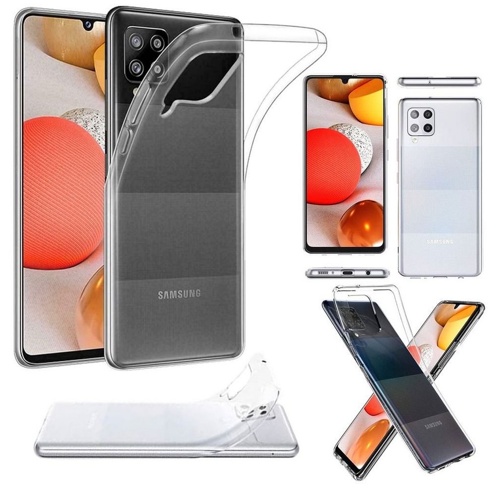 Wigento Handyhülle AUSWAHL Für Samsung Galaxy A42 5G A426B Silikon Case TPU Transparent und oder 0,26 H9 Glas Handy Tasche Hülle Schutz Cover von Wigento