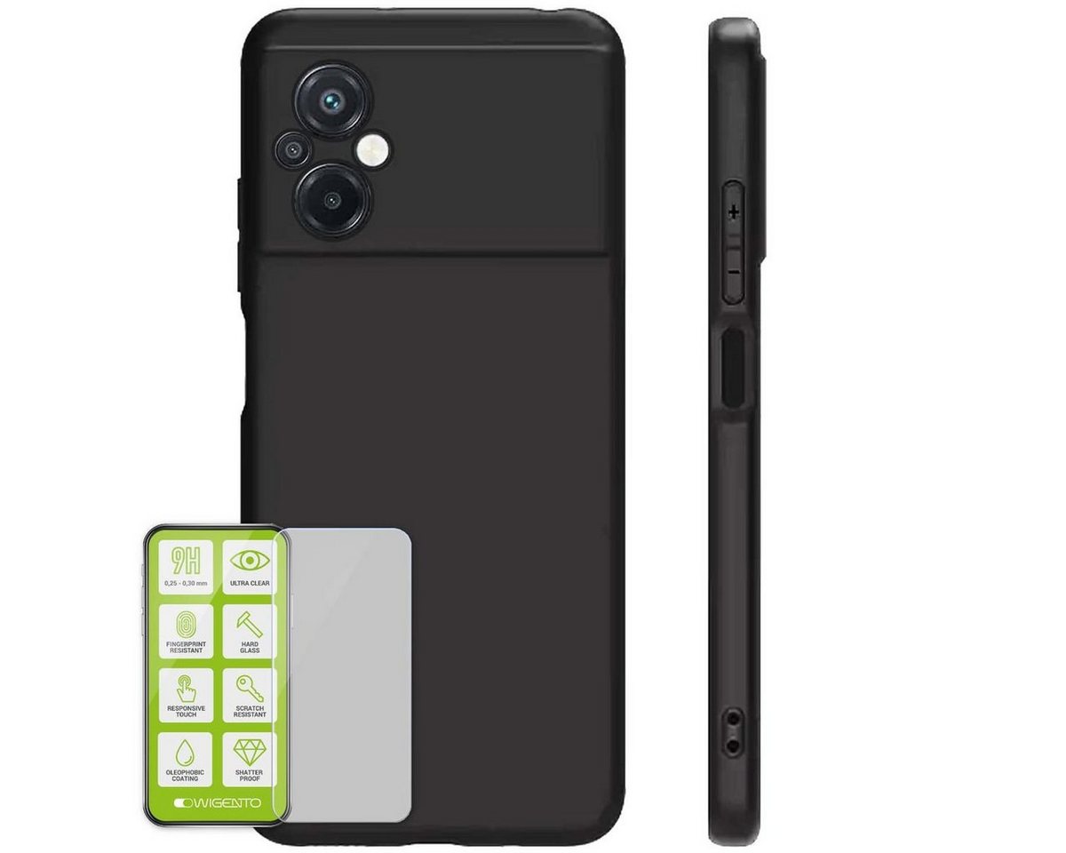 Wigento Handyhülle AUSWAHL Für Xiaomi Poco M5 Silikon Case TPU Transparent und oder 0,26 H9 Glas Handy Tasche Hülle Schutz Cover von Wigento