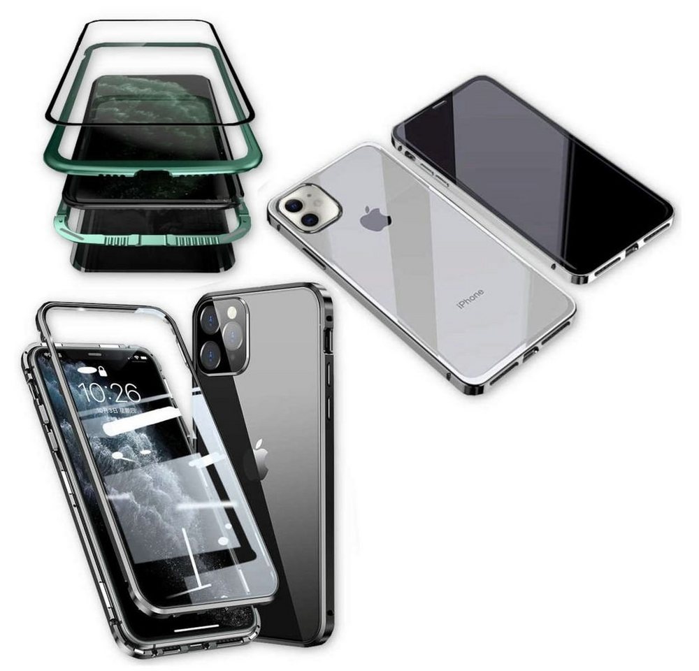 Wigento Handyhülle Beidseitiger 360 Grad Magnet / Glas Case Bumper für Apple iPhone 12 Pro Max 6.7 Zoll Handy Tasche Case Hülle Cover New Style von Wigento