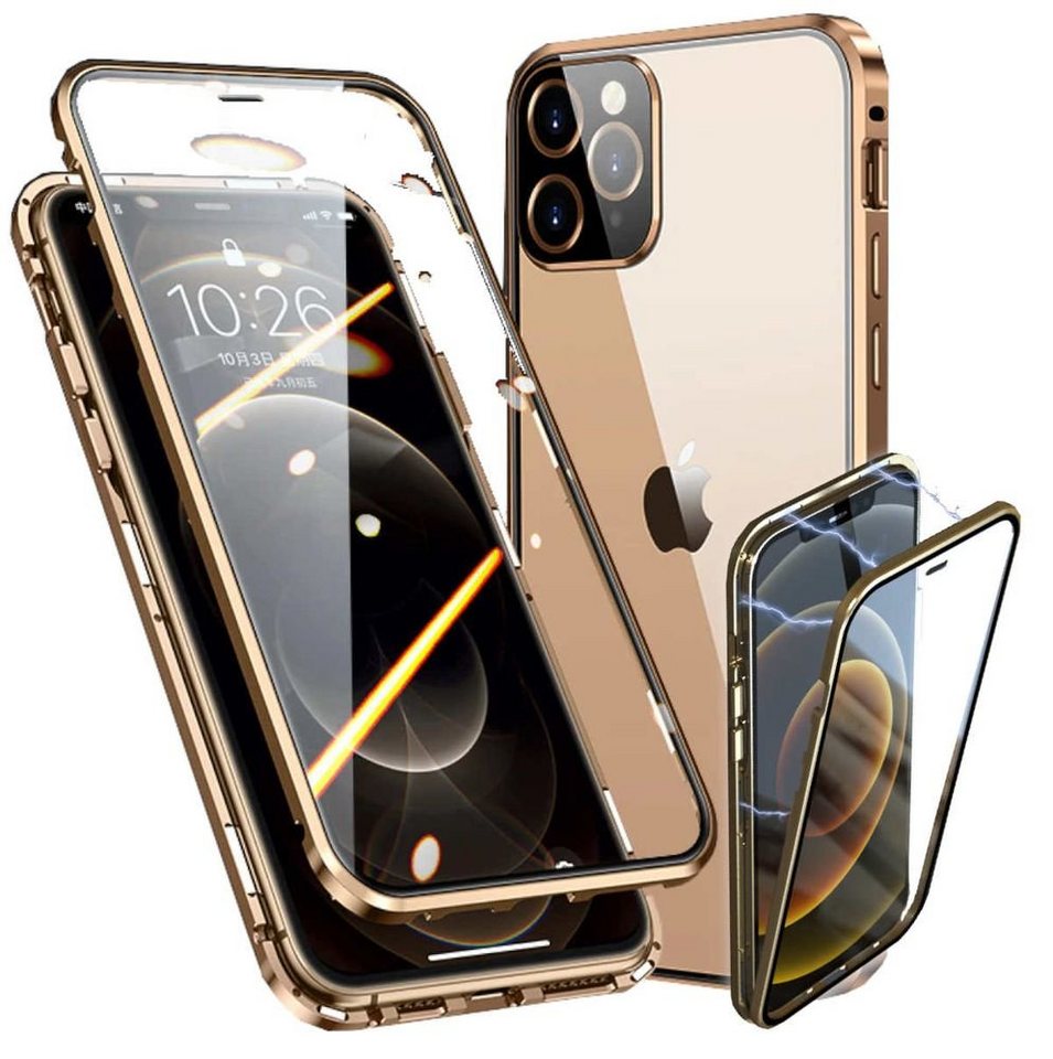 Wigento Handyhülle Beidseitiger 360 Grad Magnet / Glas Case Bumper für Apple iPhone 13 Pro Handy Tasche Case Hülle Cover New Style von Wigento