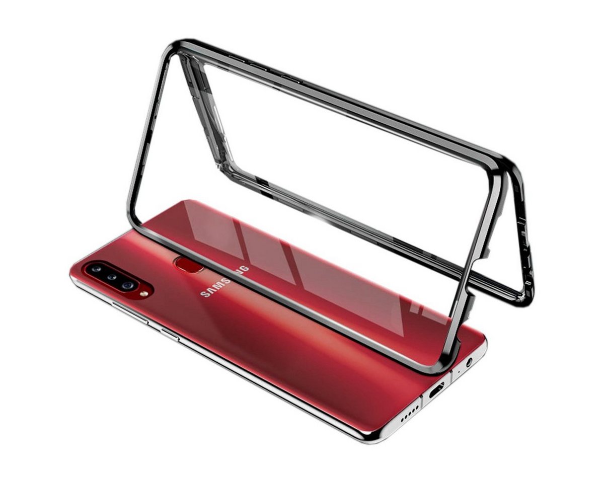 Wigento Handyhülle Beidseitiger 360 Grad Magnet / Glas Case Bumper für Samsung Galaxy A20S A207F Handy Tasche Case Hülle Cover New Style von Wigento