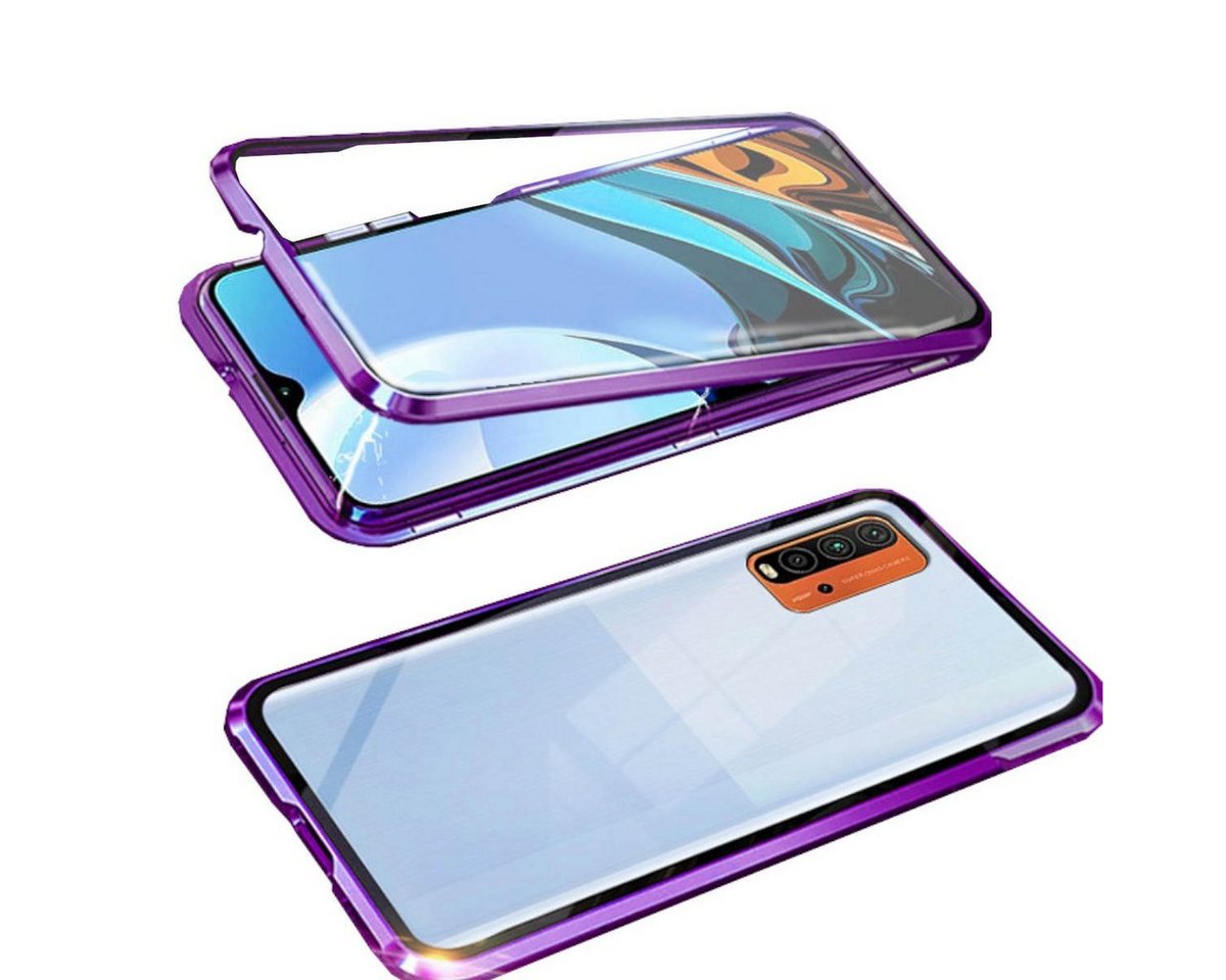 Wigento Handyhülle Beidseitiger 360 Grad Magnet / Glas Case Bumper für Xiaomi Poco M3 / Redmi 9T Handy Tasche Case Hülle Cover New Style von Wigento