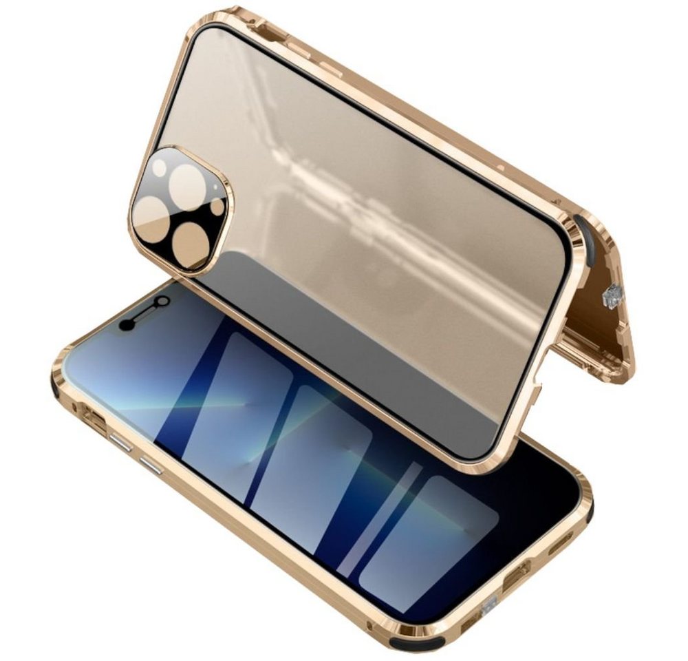 Wigento Handyhülle Beidseitiger 360 Grad Privacy Magnet / Glas Case Bumper für Apple iPhone 13 Pro Handy Tasche Case Hülle Cover New Style von Wigento