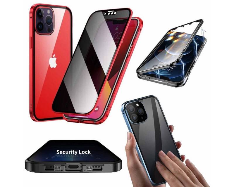 Wigento Handyhülle Beidseitiger 360 Grad Privacy Magnet / Glas Case Bumper für Apple iPhone 14 Pro Handy Tasche Case Hülle Cover New Style von Wigento