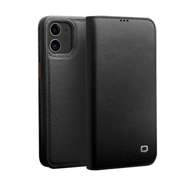 Wigento Handyhülle Bookcover Tasche für Apple iPhone 12 Pro Schwarz Kunstleder Flip Case Hülle Cover Etui von Wigento