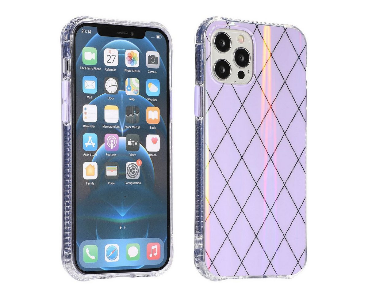 Wigento Handyhülle Für Apple iPhone 12 / 12 Pro Shockproof TPU Rauten Muster Schutz Tasche Hülle Cover Lila Wigento Handyhülle Für Apple iPhone 12 / 12 Pro Shockproof TPU Rauten Muster Schutz Tasche Hülle Cover Lila von Wigento