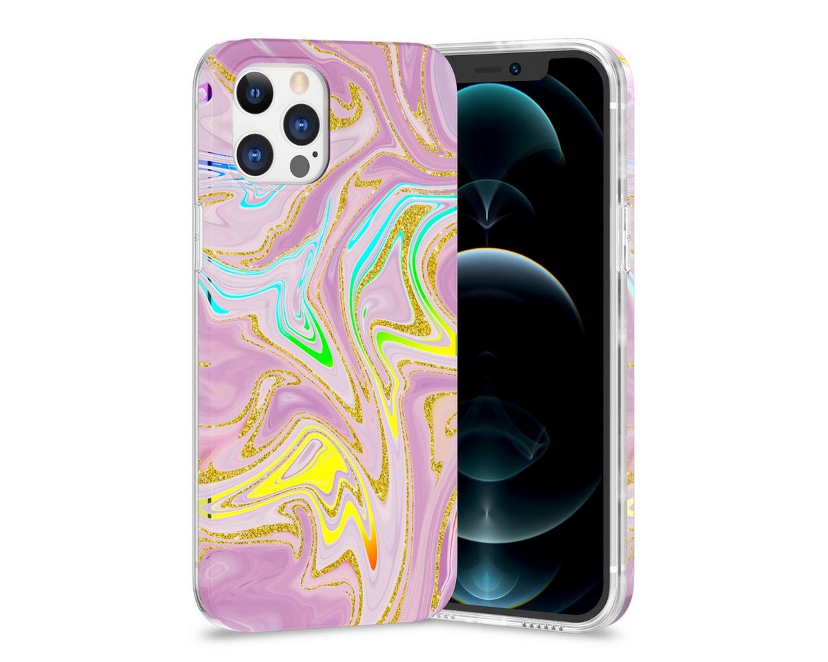 Wigento Handyhülle Für Apple iPhone 12 / 12 Pro Shockproof TPU Watercolor Splash Schutz Tasche Hülle Cover Etui Motiv 5 von Wigento