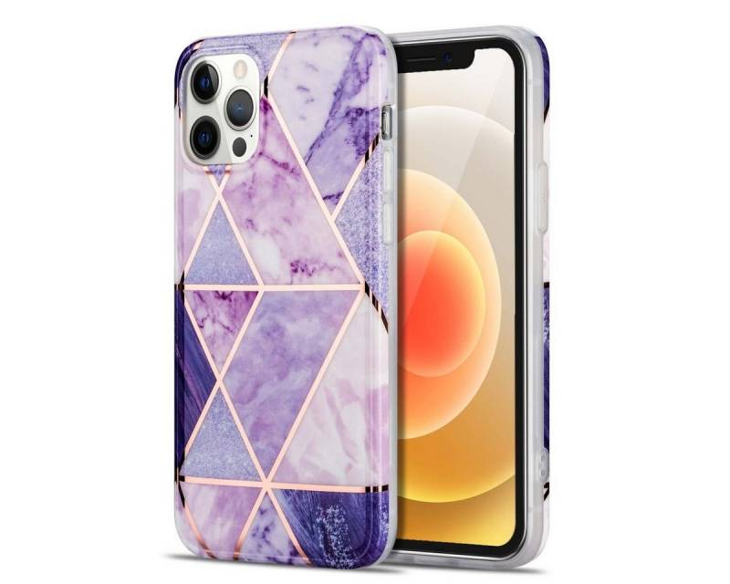 Wigento Handyhülle Für Apple iPhone 12 Mini Marble Silikon Case TPU Schutz Muster Tasche Hülle Cover Etuis Zubehör Hell Lila von Wigento