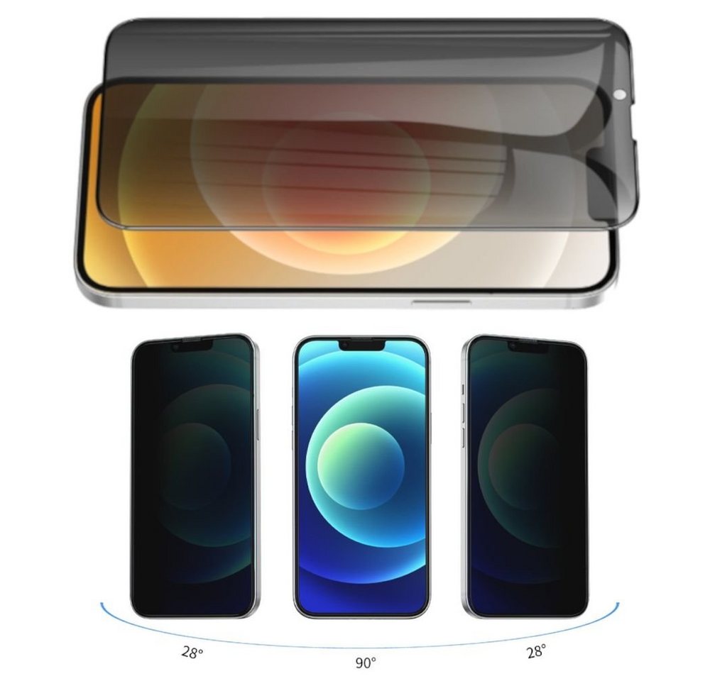 Wigento Handyhülle Für Apple iPhone 13 Mini 2x 3D Premium Privacy 0,3 mm H9 Hart Glas Schwarz Folie Panzer Schutz Hülle Neu von Wigento