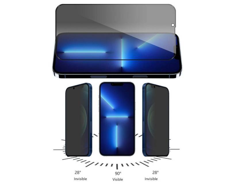 Wigento Handyhülle Für Apple iPhone 14 Pro 2x 3D Premium Privacy 0,3 mm H9 Hart Glas Schwarz Folie Panzer Schutz Hülle Neu von Wigento