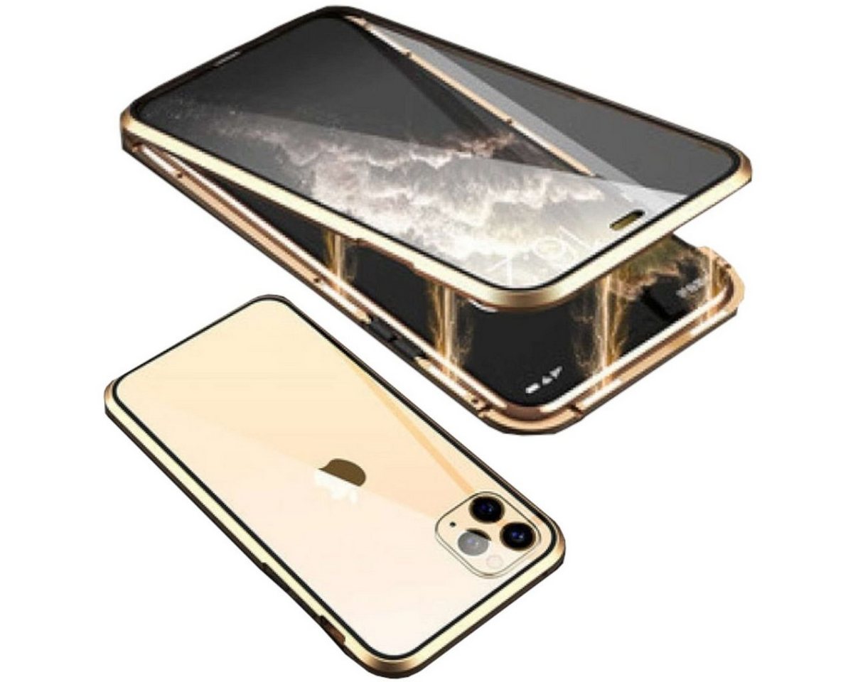 Wigento Handyhülle Für Apple iPhone 15 360 Grad Magnet Glas Bumper Handy Tasche Hülle von Wigento