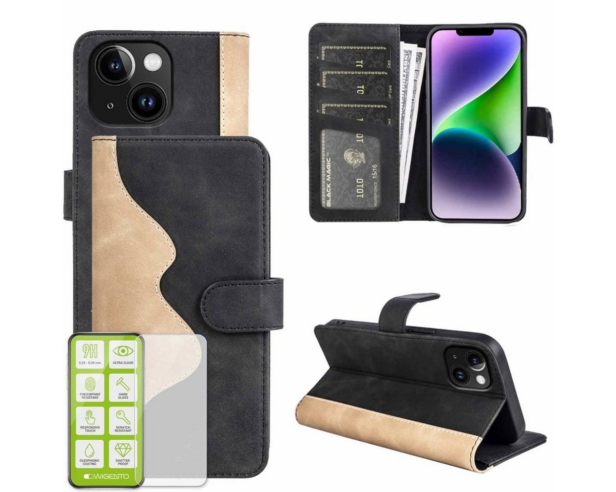 Wigento Handyhülle Für Apple iPhone 15 Design Handy Tasche Wallet Premium Schutz Hülle von Wigento