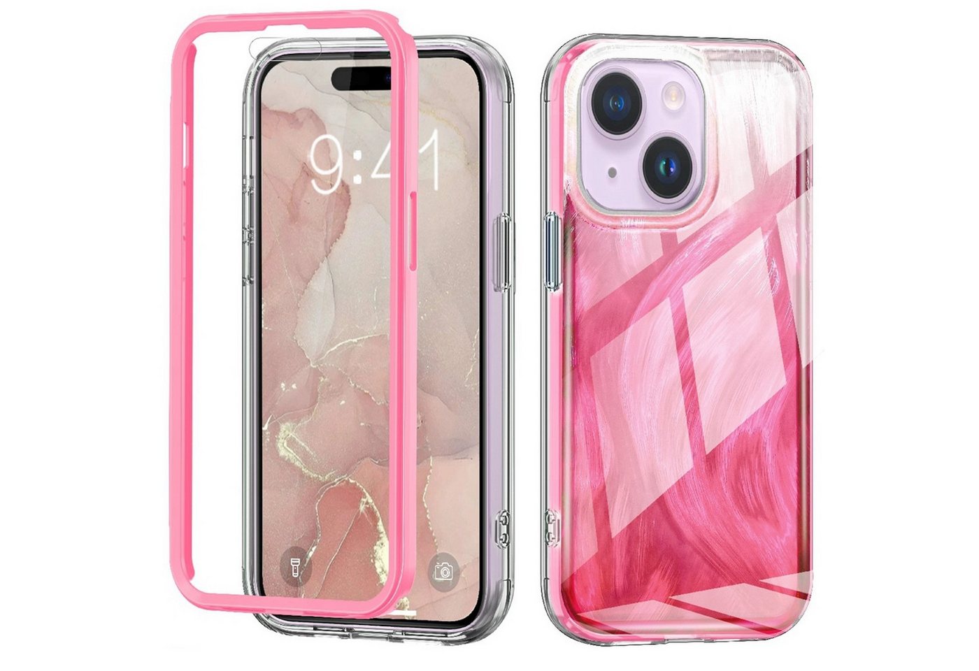 Wigento Handyhülle Für Apple iPhone 15 Feder Design Bumper Hybrid TPU Schutz Hülle Rosa Wigento Handyhülle Für Apple iPhone 15 Feder Design Bumper Hybrid TPU Schutz Hülle Rosa von Wigento
