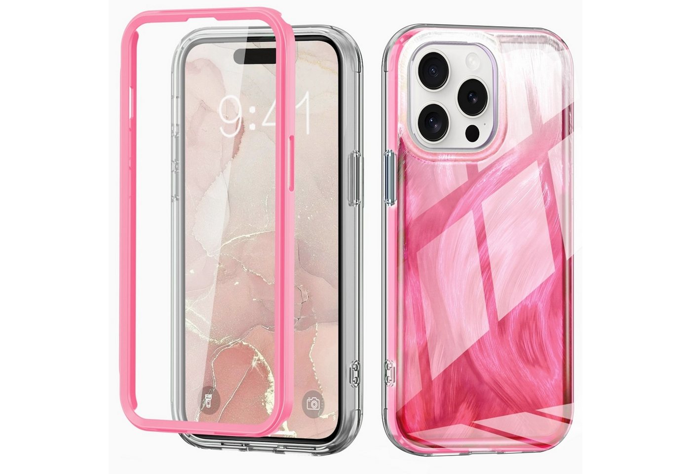 Wigento Handyhülle Für Apple iPhone 15 Pro Feder Design Bumper TPU Schutz Hülle Case Rosa Wigento Handyhülle Für Apple iPhone 15 Pro Feder Design Bumper TPU Schutz Hülle Case Rosa von Wigento
