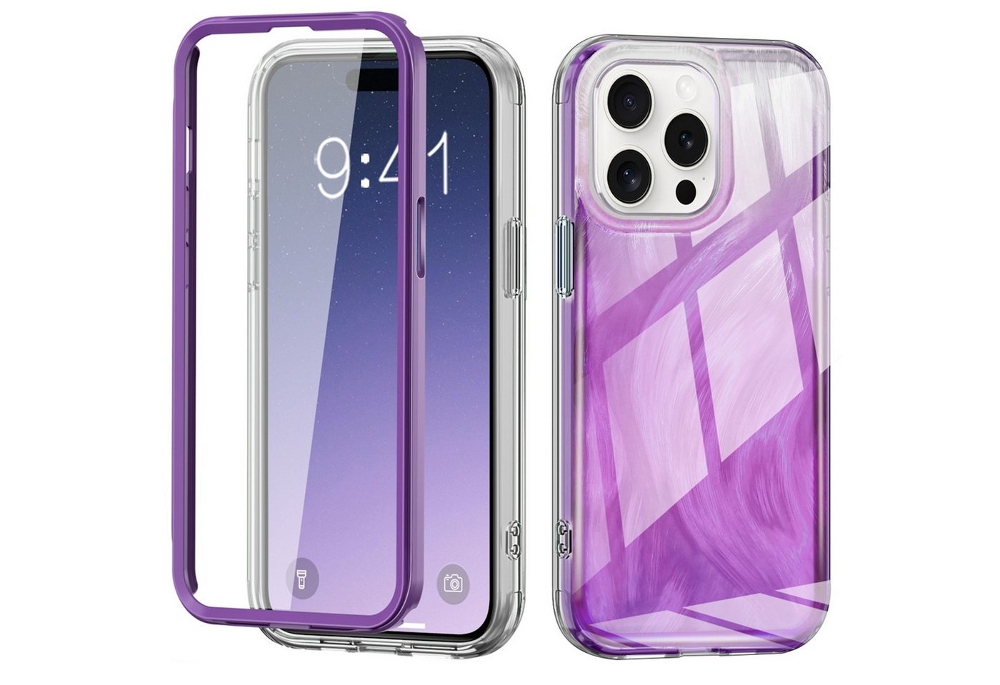 Wigento Handyhülle Für Apple iPhone 15 Pro Max Feder Design Bumper TPU Schutz Hülle Lila Wigento Handyhülle Für Apple iPhone 15 Pro Max Feder Design Bumper TPU Schutz Hülle Lila von Wigento