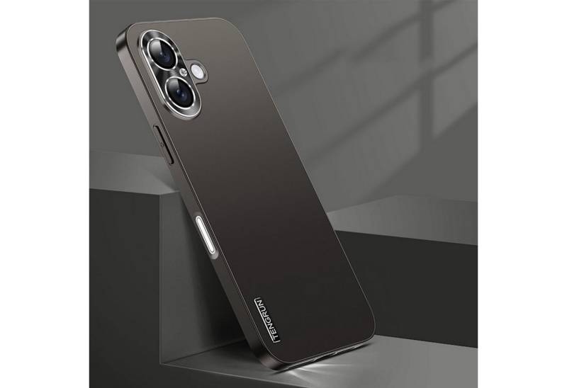 Wigento Handyhülle Für Apple iPhone 16 Feinmattes Metall Optik Design Handy Hülle Schwarz, Mikro-frostige Metallic-Lackierung, stilvolles Design von Wigento