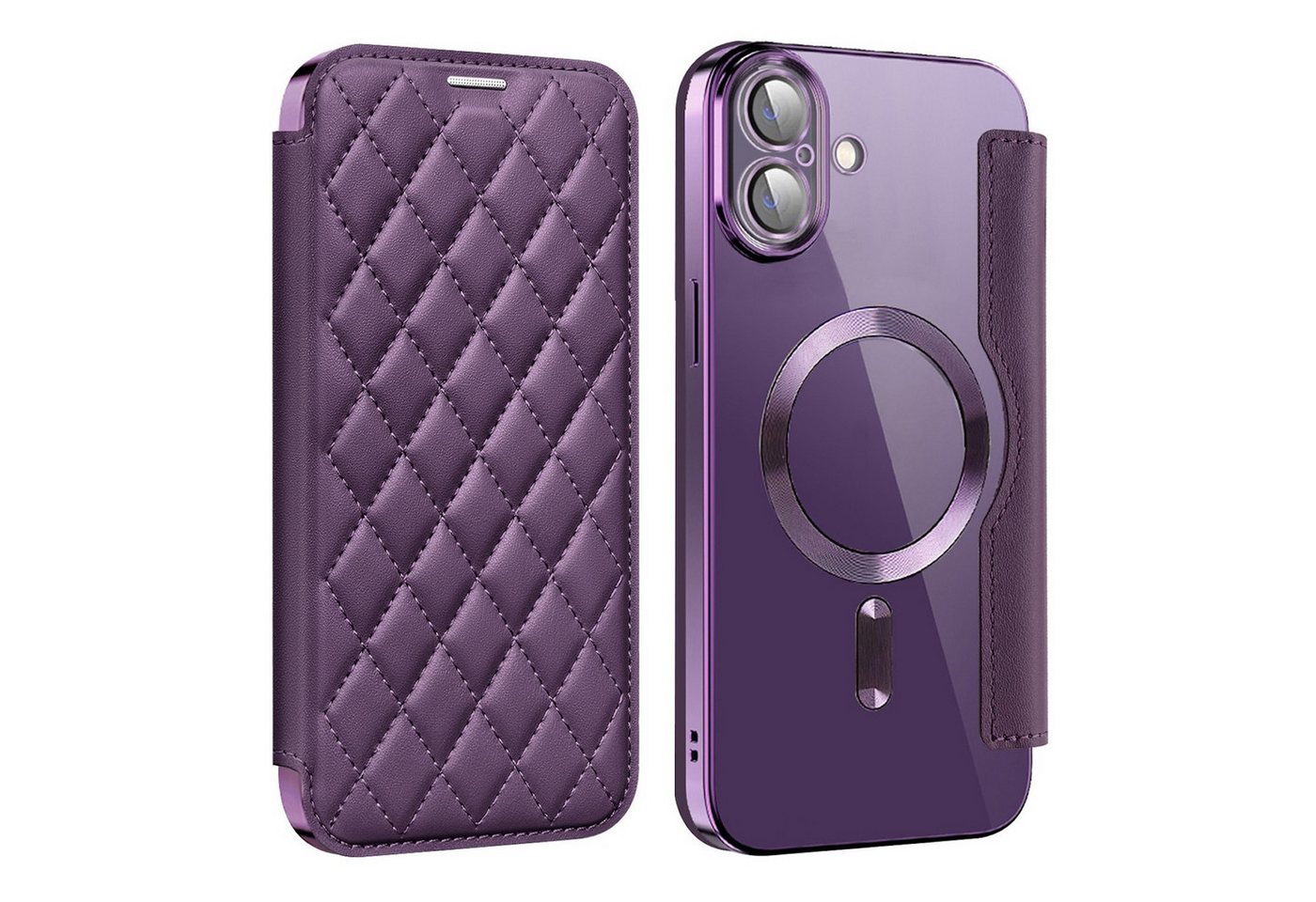 Wigento Handyhülle Für Apple iPhone 16 Full Body Magsafe Kunstleder Schutz Hülle Lila, Magsafe Kunstleder Schutzhülle mit RFID-Schutz und Ständer Wigento Handyhülle Für Apple iPhone 16 Full Body Magsafe Kunstleder Schutz Hülle Lila, Magsafe Kunstleder Schutzhülle mit RFID-Schutz und Ständer von Wigento