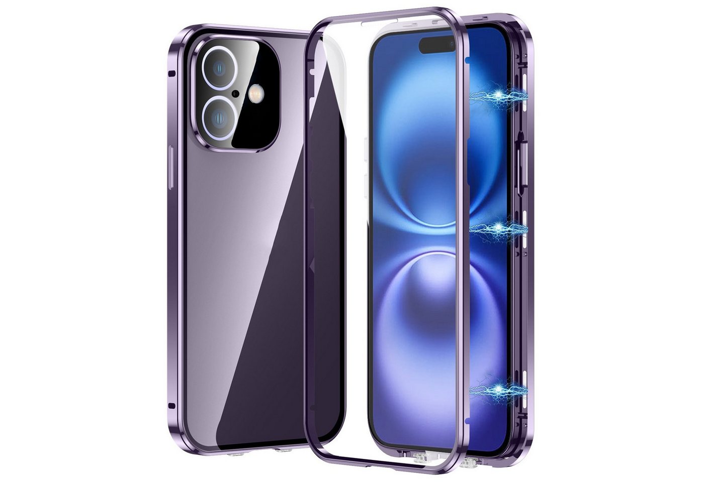 Wigento Handyhülle Für Apple iPhone 16 Plus Beidseitiger Magnet Glas Hülle Bumper Lila, Magnetische Metallrahmenhülle mit beidseitigem Hartglas Wigento Handyhülle Für Apple iPhone 16 Plus Beidseitiger Magnet Glas Hülle Bumper Lila, Magnetische Metallrahmenhülle mit beidseitigem Hartglas von Wigento