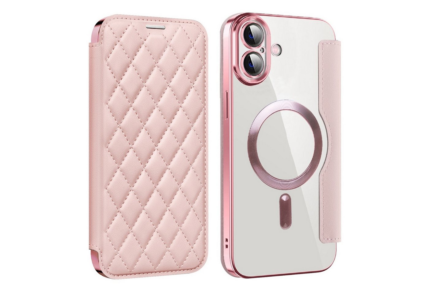 Wigento Handyhülle Für Apple iPhone 16 Plus Full Magsafe Kunstleder Schutz Hülle Rosa, Magsafe Kunstleder Schutzhülle mit RFID-Schutz und Ständer Wigento Handyhülle Für Apple iPhone 16 Plus Full Magsafe Kunstleder Schutz Hülle Rosa, Magsafe Kunstleder Schutzhülle mit RFID-Schutz und Ständer von Wigento