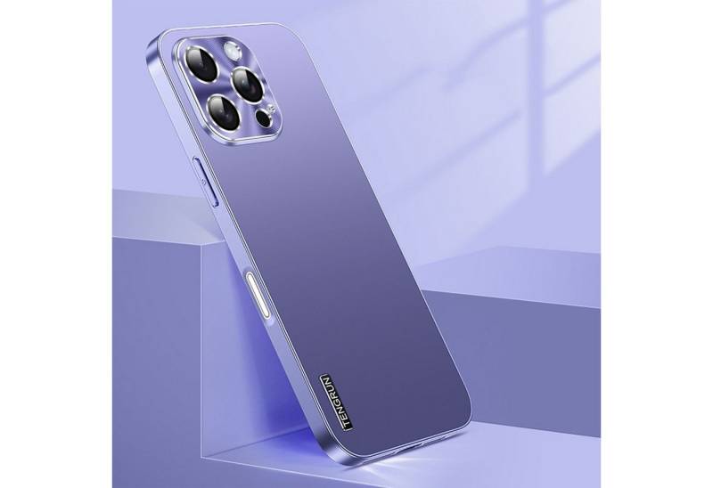Wigento Handyhülle Für Apple iPhone 16 Pro Feinmattes Metall Optik Design Hülle Case Lila, Mikro-frostige Metallic-Lackierung, stilvolles Design von Wigento