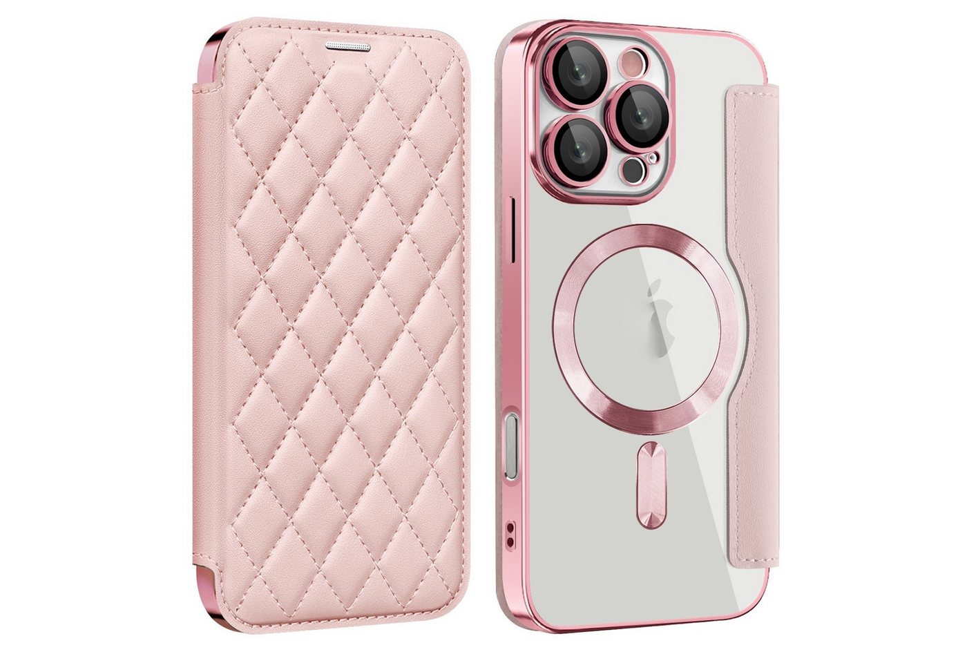 Wigento Handyhülle Für Apple iPhone 16 Pro Full Magsafe Kunstleder Schutz Hülle Rosa, Magsafe Kunstleder Schutzhülle mit RFID-Schutz und Ständer Wigento Handyhülle Für Apple iPhone 16 Pro Full Magsafe Kunstleder Schutz Hülle Rosa, Magsafe Kunstleder Schutzhülle mit RFID-Schutz und Ständer von Wigento