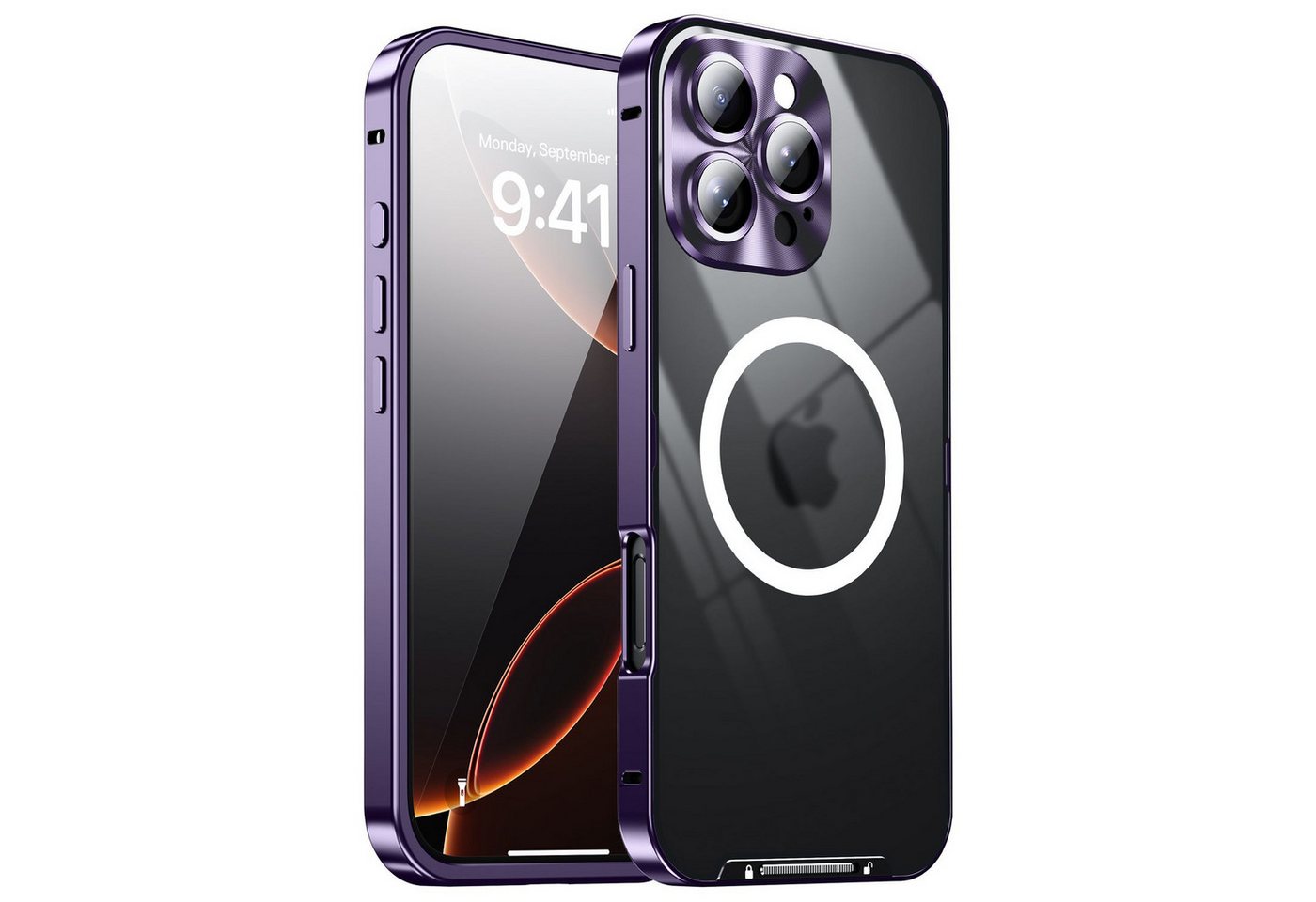 Wigento Handyhülle Für Apple iPhone 16 Pro Max Magsafe Metall Schutz Design Hülle Lila, MagSafe-kompatibel, elegantes Design, umfassender Schutz Wigento Handyhülle Für Apple iPhone 16 Pro Max Magsafe Metall Schutz Design Hülle Lila, MagSafe-kompatibel, elegantes Design, umfassender Schutz von Wigento