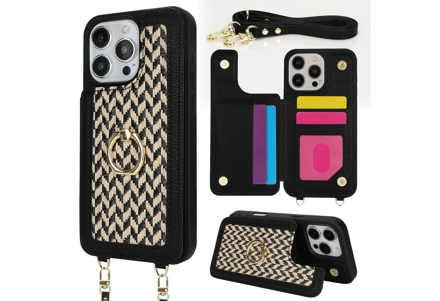 Wigento Handyhülle Für Apple iPhone 16 Pro Max Hülle mit Kartenfächern RFID-Schutz Gurt, RFID-Schutz, Kartenfächer, Crossbody-Gurt Wigento Handyhülle Für Apple iPhone 16 Pro Max Hülle mit Kartenfächern RFID-Schutz Gurt, RFID-Schutz, Kartenfächer, Crossbody-Gurt von Wigento