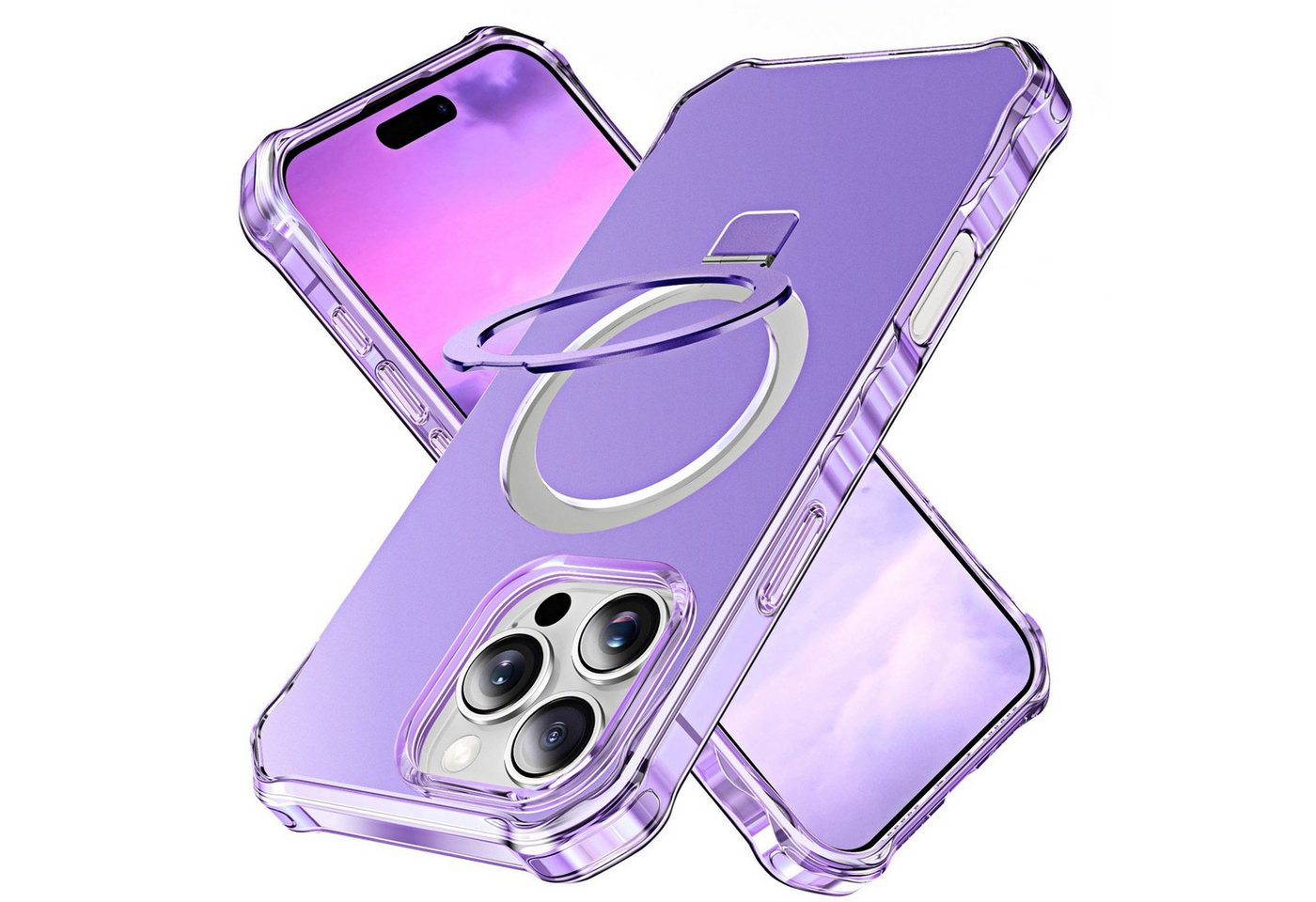 Wigento Handyhülle Für Apple iPhone 16 Pro Max Solid Color MagSafe Ring Halter Hülle Lila, MagSafe, stoßfest, mit Ringhalter Wigento Handyhülle Für Apple iPhone 16 Pro Max Solid Color MagSafe Ring Halter Hülle Lila, MagSafe, stoßfest, mit Ringhalter von Wigento