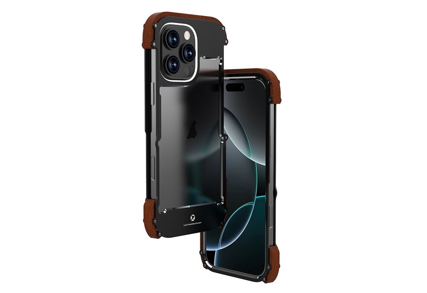 Wigento Handyhülle Für Apple iPhone 16 Pro R-JUST Ironwood Metall Schutz Hybrid Hülle, Metall-Holz-Hülle mit präzisen Aussparungen Wigento Handyhülle Für Apple iPhone 16 Pro R-JUST Ironwood Metall Schutz Hybrid Hülle, Metall-Holz-Hülle mit präzisen Aussparungen von Wigento