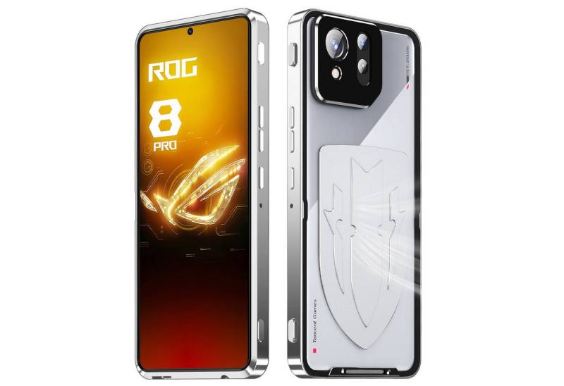 Wigento Handyhülle Für Asus ROG Phone 8 / 8 Pro Hitzeableitende Metall Handyhülle Silber von Wigento