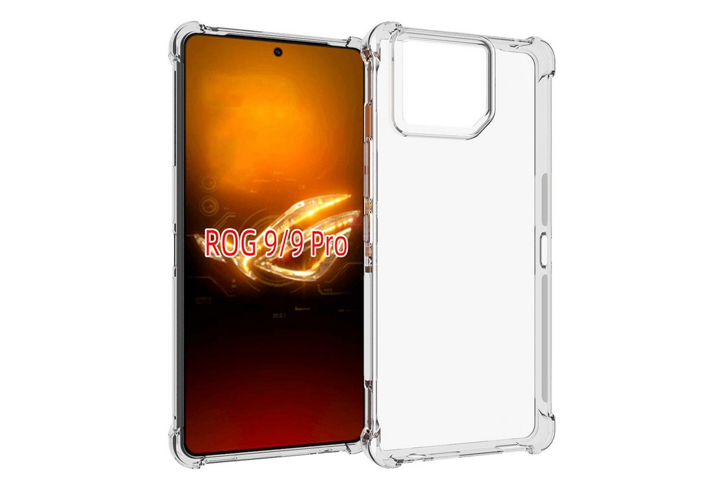Wigento Handyhülle Für Asus ROG Phone 9 / 9 Pro Schock TPU Schutz Handy Hülle Transparent, Silikon TPU Handy Schutz Hülle verstärkte Ecken von Wigento