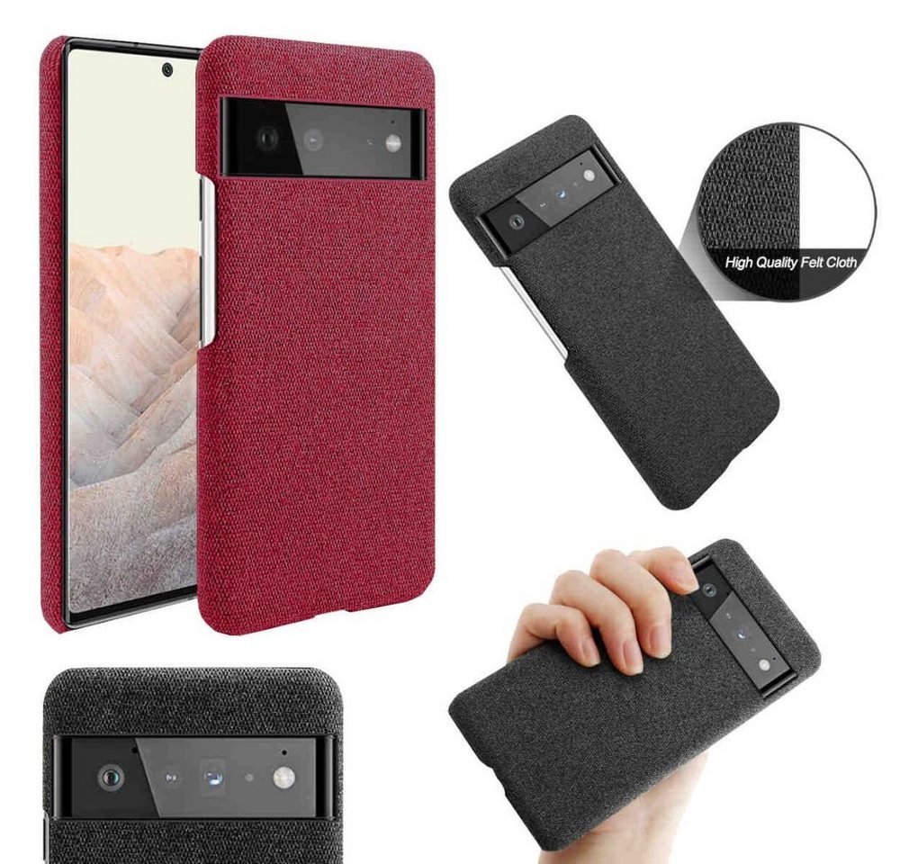 Wigento Handyhülle Für Google Pixel 6 Pro Struktur Design Kunststoff Cover Handy Tasche Hülle Etuis Rot von Wigento