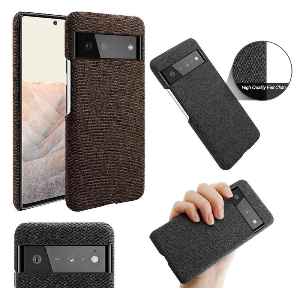 Wigento Handyhülle Für Google Pixel 6 Struktur Design Kunststoff Cover Handy Tasche Hülle Etuis Braun von Wigento