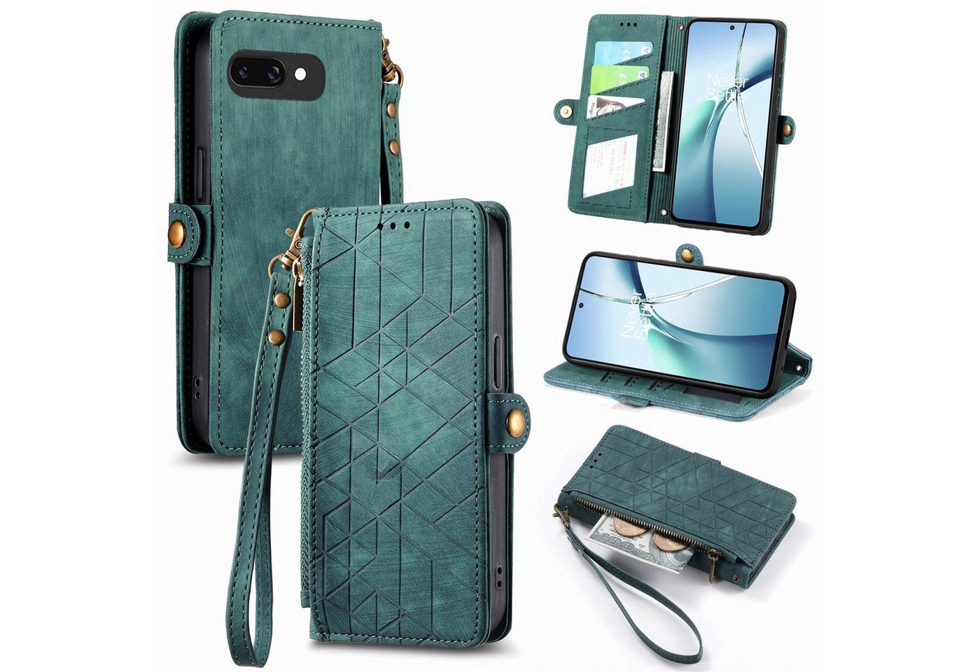 Wigento Handyhülle Für Google Pixel 9a Kunstleder Design Zipper Book Wallet Tasche Grün, Kartenfächer, Reißverschlussfach, Standfunktion Wigento Handyhülle Für Google Pixel 9a Kunstleder Design Zipper Book Wallet Tasche Grün, Kartenfächer, Reißverschlussfach, Standfunktion von Wigento