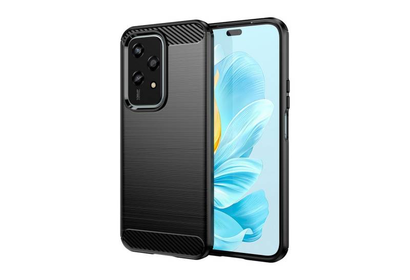 Wigento Handyhülle Für Honor 200 Lite Schock Carbon Textur TPU Handy Hülle Case Schwarz, Carbon Textur Schutzhülle Smart Case Cover von Wigento