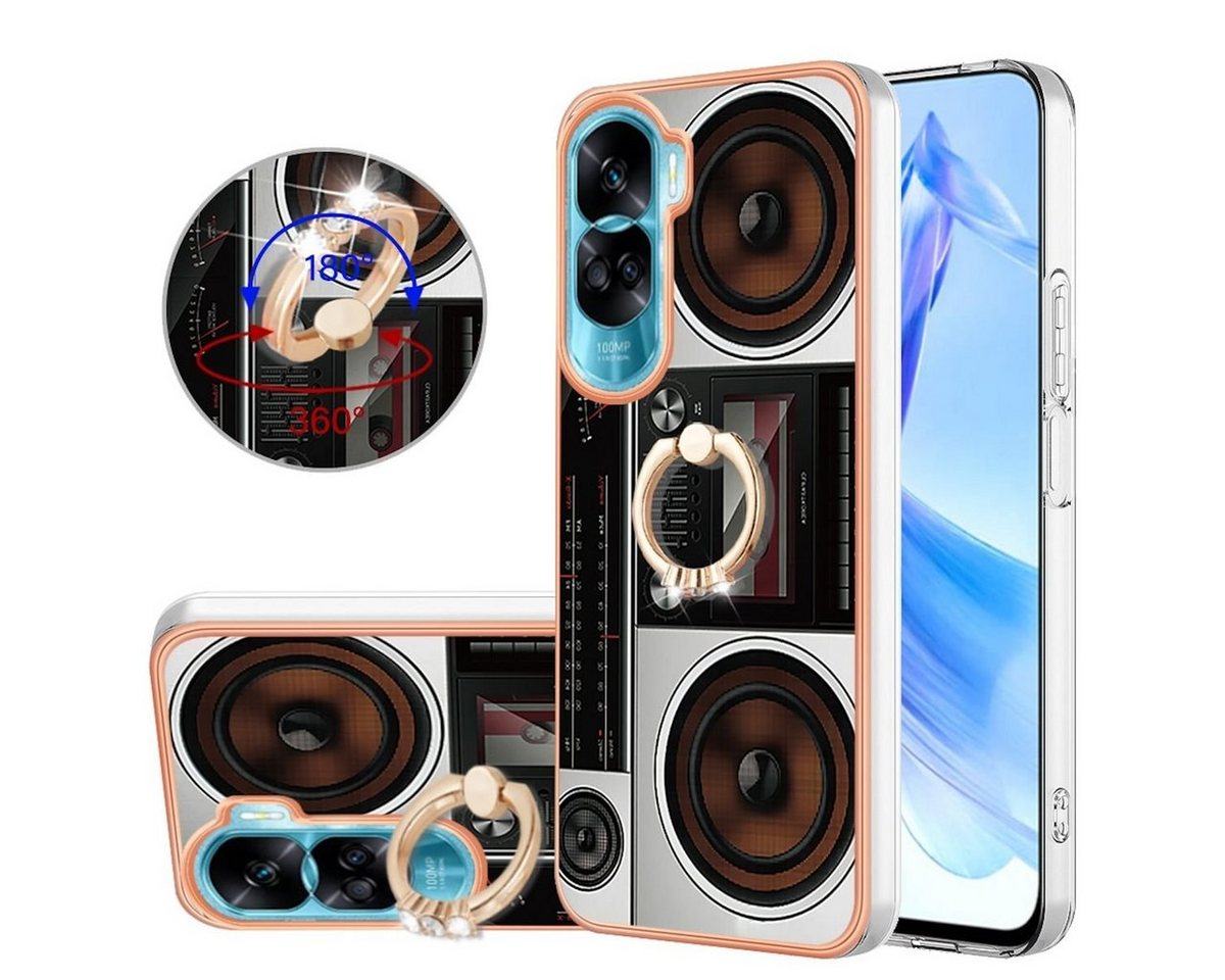 Wigento Handyhülle Für Honor 90 Lite Design Series TPU / PC Handy Hülle Cover + Ring Neu von Wigento