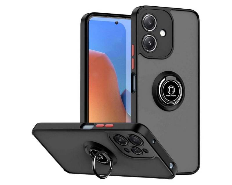 Wigento Handyhülle Für Motorola Moto G14 TPU / PC Design Ring Magnet Handy Tasche Hülle von Wigento