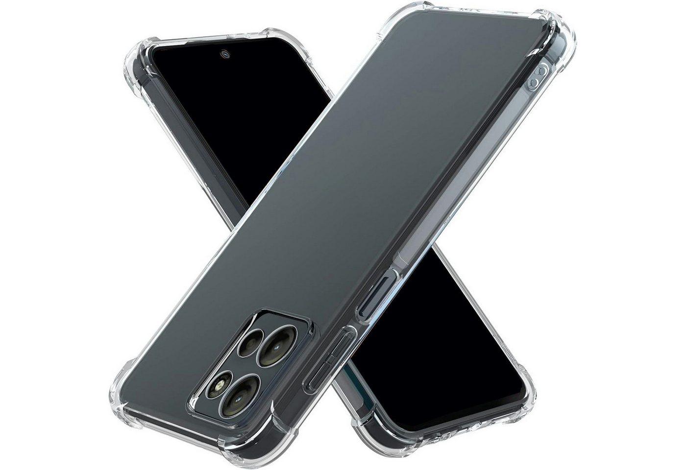 Wigento Handyhülle Für Motorola Moto G15 Schock TPU Schutz Handy Hülle Case Transparent, Silikon TPU Handy Schutz Hülle verstärkte Ecken von Wigento