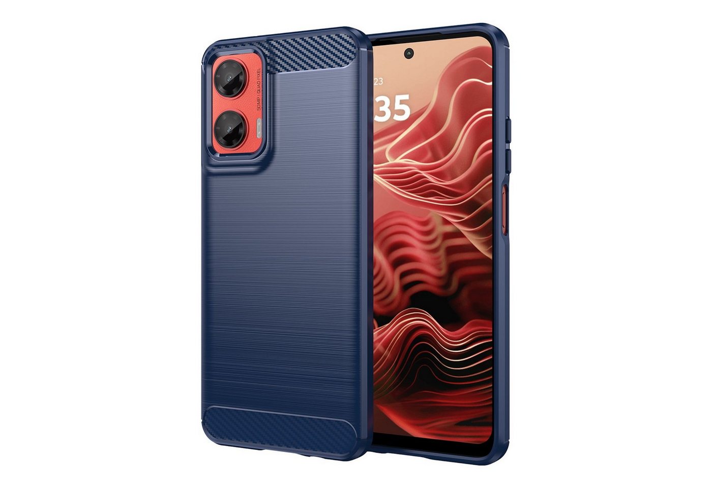 Wigento Handyhülle Für Motorola Moto G35 Carbon Brushed Design Textur TPU Hülle Case Blau, Carbon Textur Schutzhülle Smart Case Cover Wigento Handyhülle Für Motorola Moto G35 Carbon Brushed Design Textur TPU Hülle Case Blau, Carbon Textur Schutzhülle Smart Case Cover von Wigento