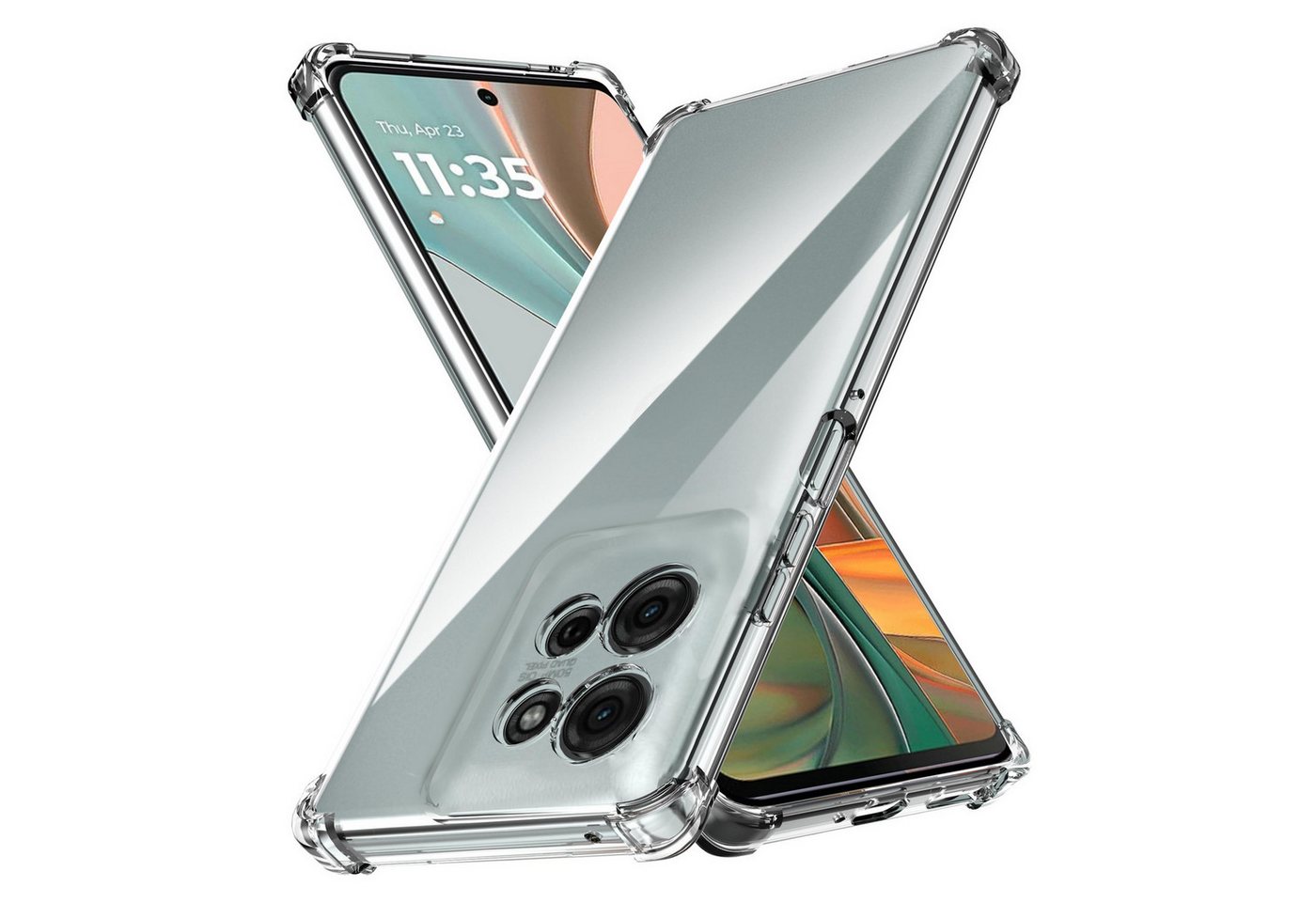 Wigento Handyhülle Für Motorola Moto G75 5G Schock TPU Schutz Handy Hülle Transparent, Silikon TPU Handy Schutz Hülle verstärkte Ecken von Wigento