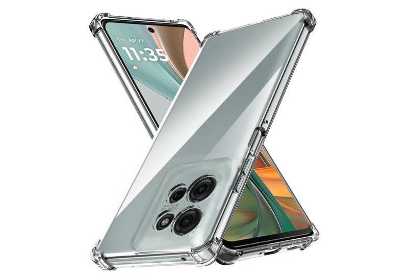 Wigento Handyhülle Für Motorola Moto G75 5G Schock TPU Schutz Handy Hülle Transparent, Silikon TPU Handy Schutz Hülle verstärkte Ecken von Wigento
