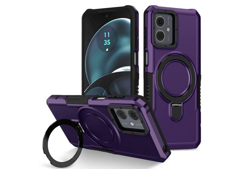 Wigento Handyhülle Für Motorola Moto G84 5G Armor Magnet Ring Cover Handy Hülle Tasche von Wigento