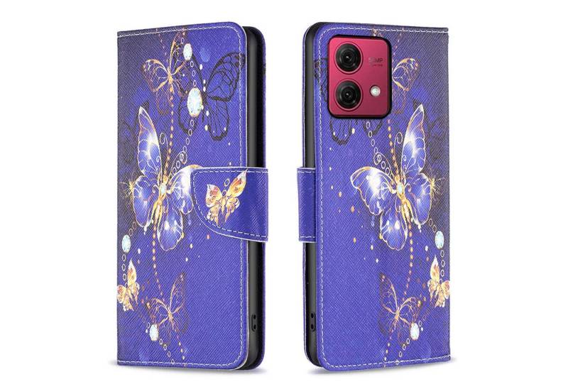 Wigento Handyhülle Für Motorola Moto G84 5G Kunst Leder Book Wallet Schutz Tasche Motiv 6 von Wigento